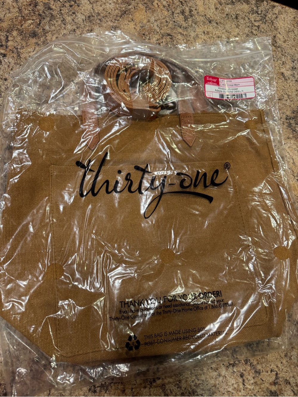 Thirty-One Purse "Window Shopper" New in Pkg. Vintage Maple